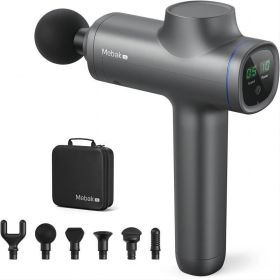 Mebak 5 Massage Gun Deep Tissue Massager, Handheld Electric Body Muscle Massager with 6 Massage Heads and 5 Speed for Gym Office (Color: Mebak 5 Gray, Plug Type: EU Plug)
